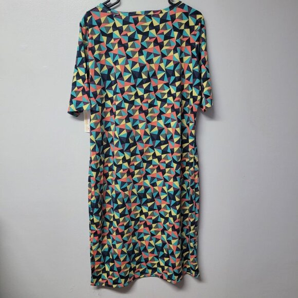 Lularoe Julia Dress Geometric Short Sleeve Womens 3XL Plus Size Soft Long Maxi - Picture 2 of 8